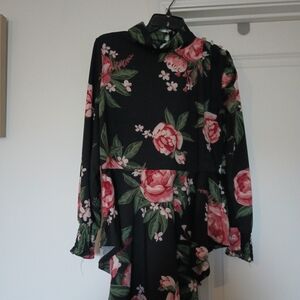 Love Black Floral Tunic Top